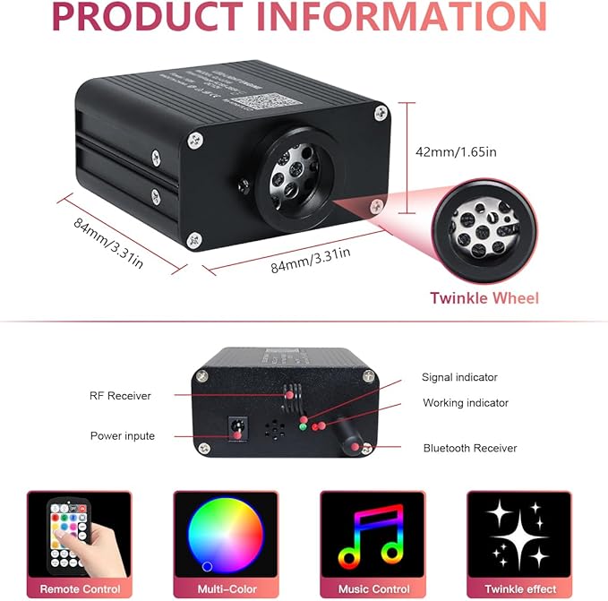 32W RGBW Car Roof Stars Fiber Optic Light 1000 pieces