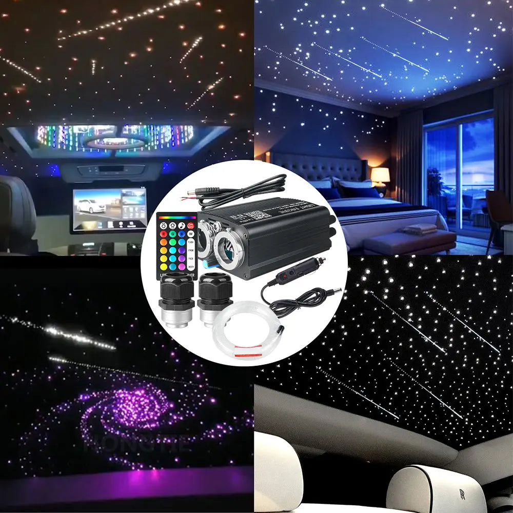 Car Fiber Optic Light Kit RGBW Star Ceiling Light Car Roof Interior Ambient Light APP Control Roof Stars Lights Car Accessories