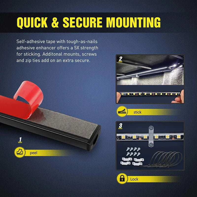 Car Lights Strip LED Truck Cargo Bed Strip Light Bar kit With Switch For Pickups SUVS RV Boats Decorative Lamp 12V Waterproof