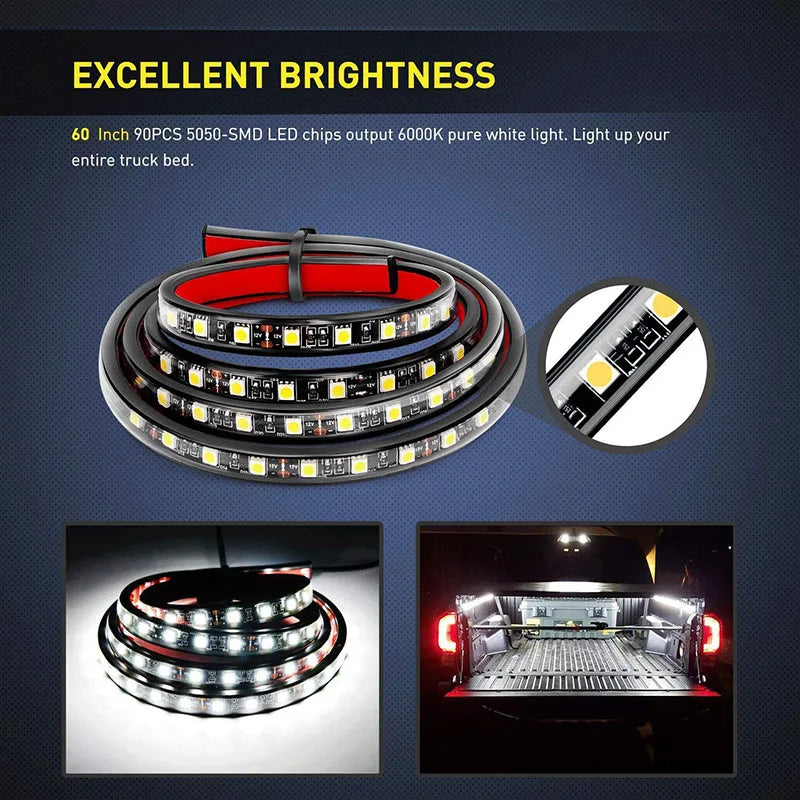 Car Lights Strip LED Truck Cargo Bed Strip Light Bar kit With Switch For Pickups SUVS RV Boats Decorative Lamp 12V Waterproof