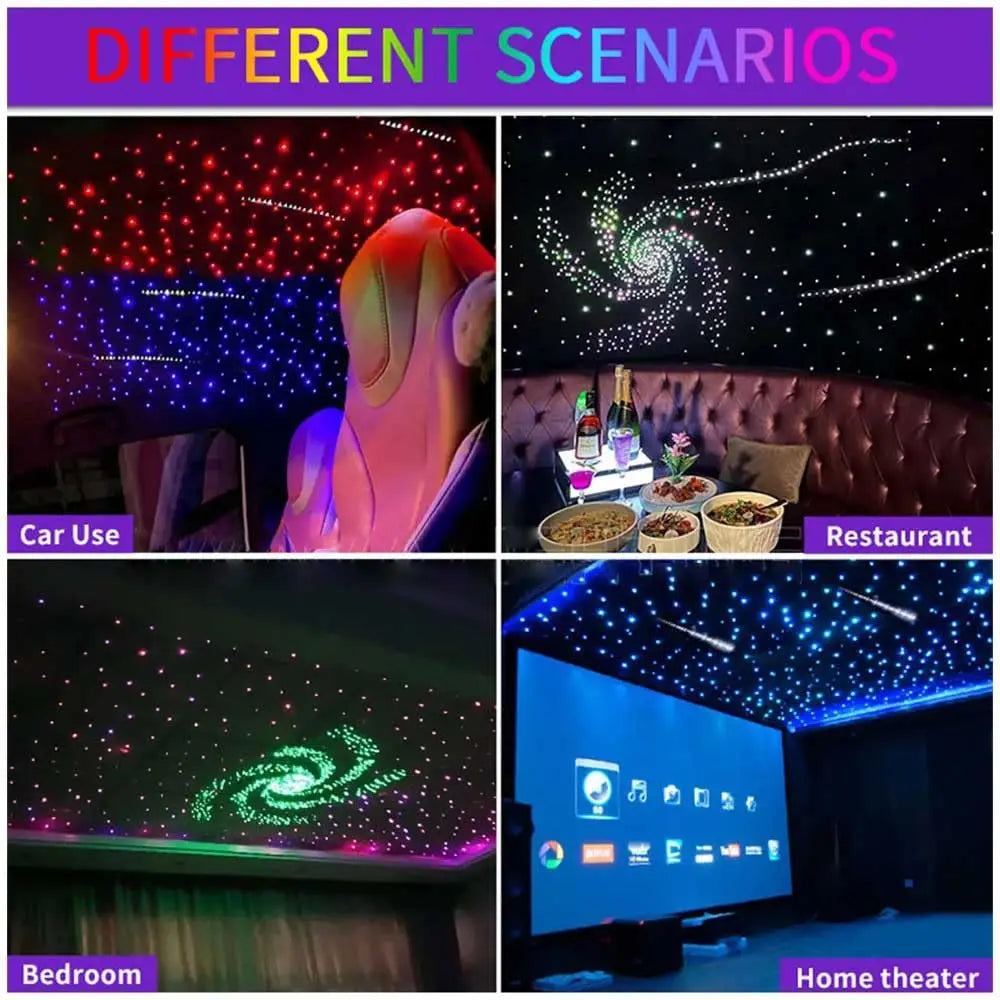 Car Fiber Optic Light Kit RGBW Star Ceiling Light Car Roof Interior Ambient Light APP Control Roof Stars Lights Car Accessories
