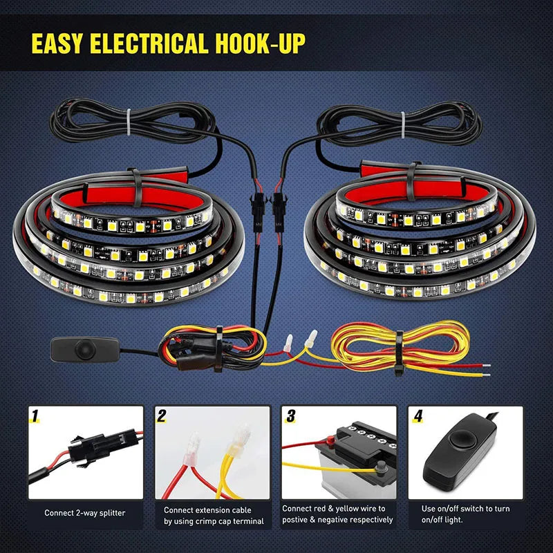 Car Lights Strip LED Truck Cargo Bed Strip Light Bar kit With Switch For Pickups SUVS RV Boats Decorative Lamp 12V Waterproof