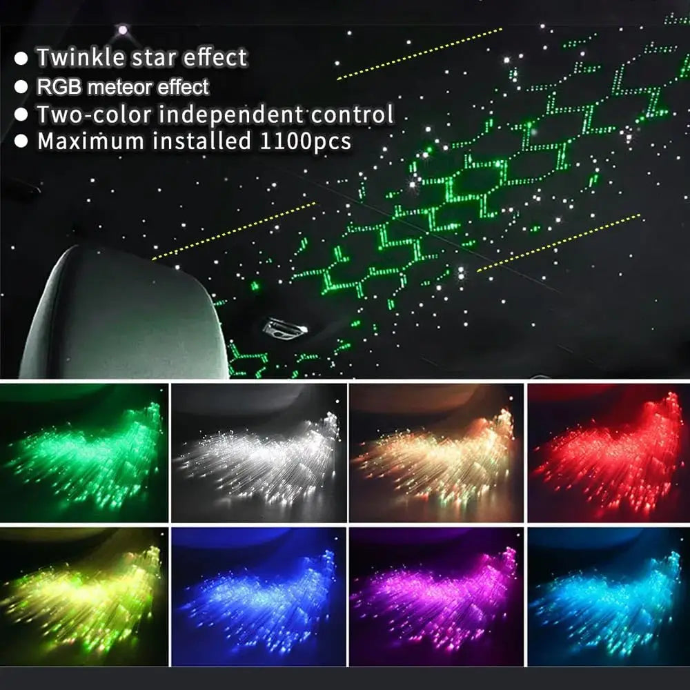 Car Fiber Optic Light Kit RGBW Star Ceiling Light Car Roof Interior Ambient Light APP Control Roof Stars Lights Car Accessories