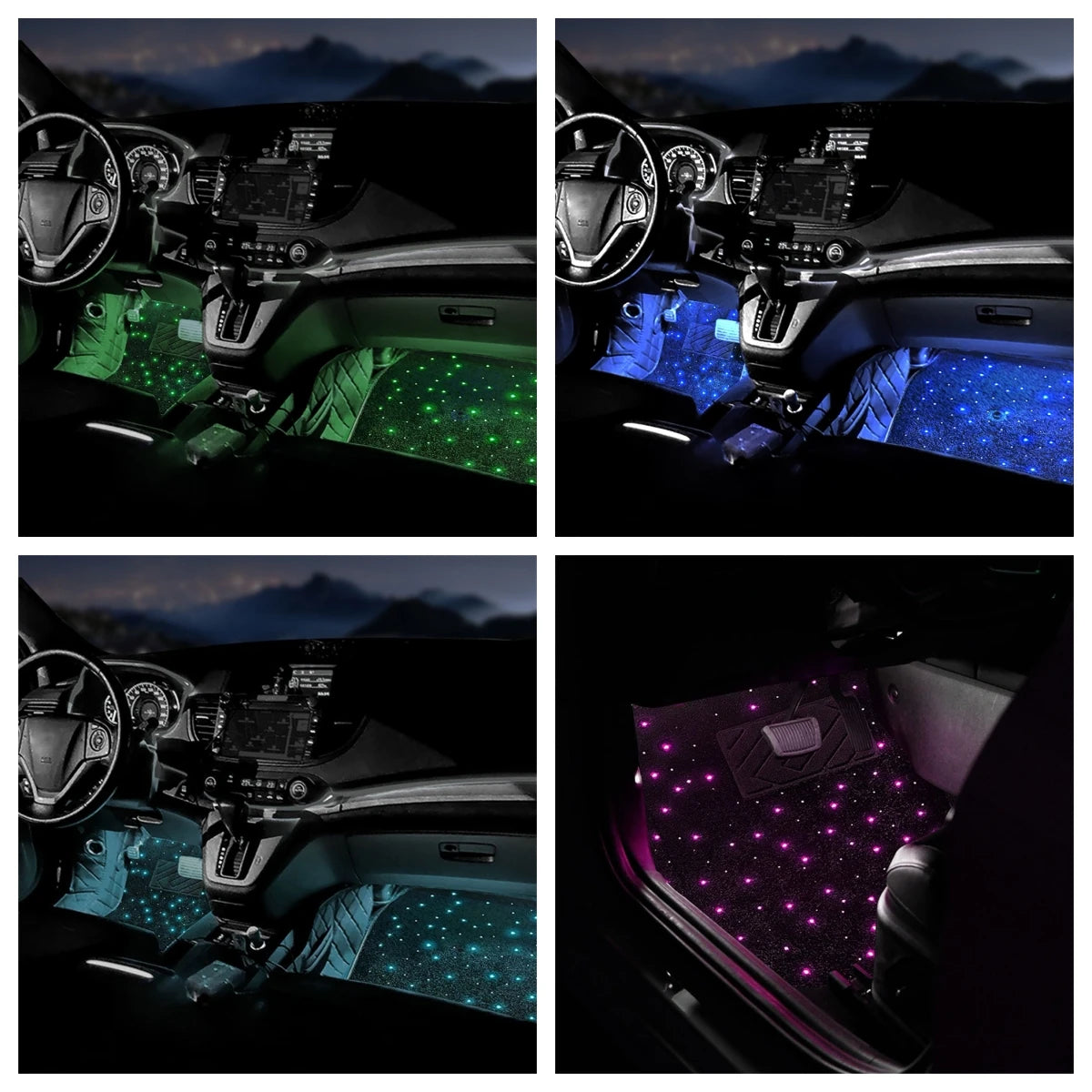 Starlight Car Mats Floor Full Set Universal Car Mats Galaxy Foot Light Atmosphere Car Interior Starry Sky Car Star Lights 12V