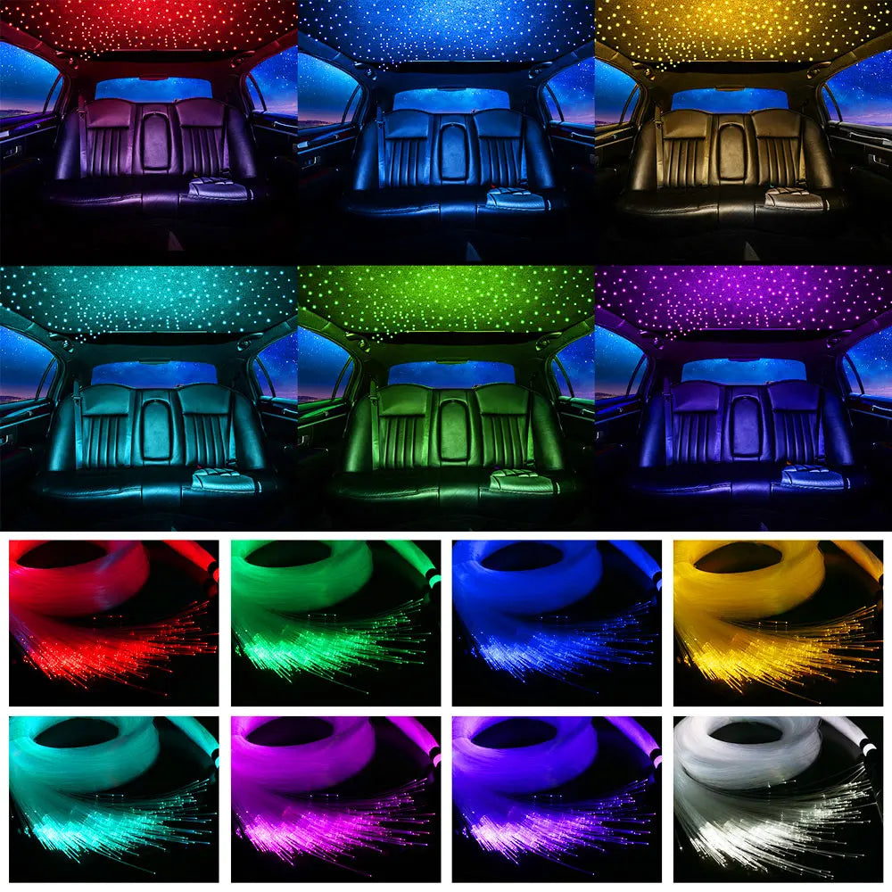 Car Fiber Optic Light Kit RGBW Star Ceiling Light Car Roof Interior Ambient Light APP Control Roof Stars Lights Car Accessories