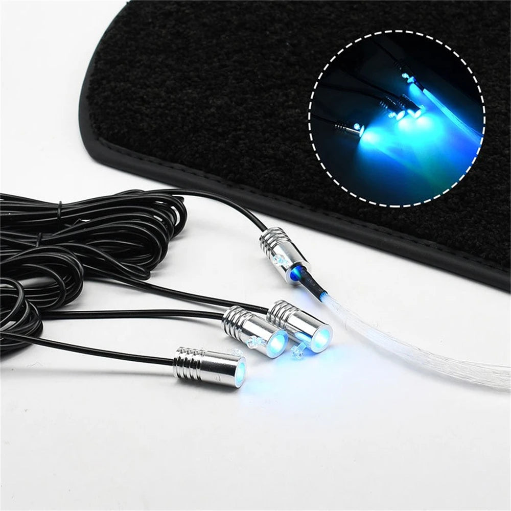 Starlight Car Mats Floor Full Set Universal Car Mats Galaxy Foot Light Atmosphere Car Interior Starry Sky Car Star Lights 12V