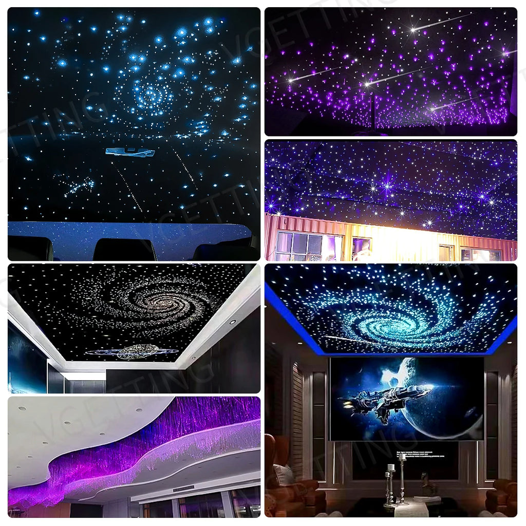 32W Twinkle Starlight Headliner Kit Dual Port RGBW Starry Sky Ceiling Light 450 Fiber Optic For Car Home APP/Remote Controlled